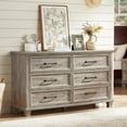 thumbnail image 4 of LELELINKY 6 Drawer Wood Dresser Furniture, Double Tier Storage Cabinet for Bedroom & Living Room, Grey Finish, 4 of 9