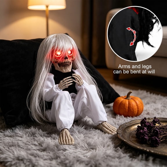 Voice Control Halloween Skull, Animated Skull Decoration with Sound Effects and Light, Scary Halloween Props for , Spooky Home Decor Indoor Outdoor
