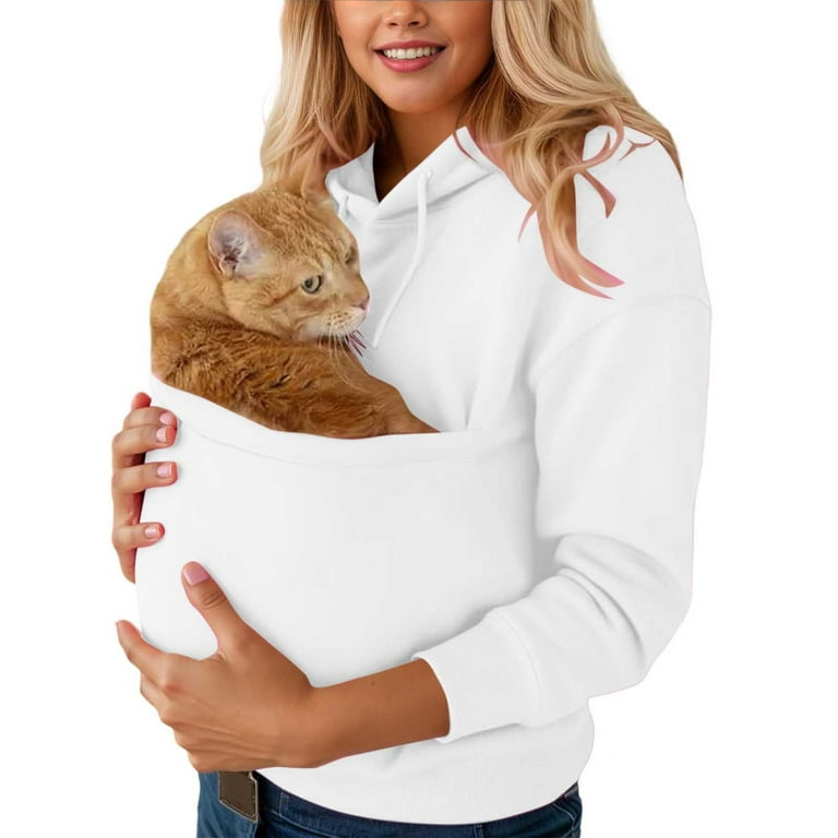 Jmwedia Hoodies With Cat/Pet Pocket Funny Sweatshirt With