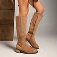 thumbnail image 6 of QQAMB Faux Suede Knee High Boots Low Heel Fall Winter Boots with Zipper, 6 of 8