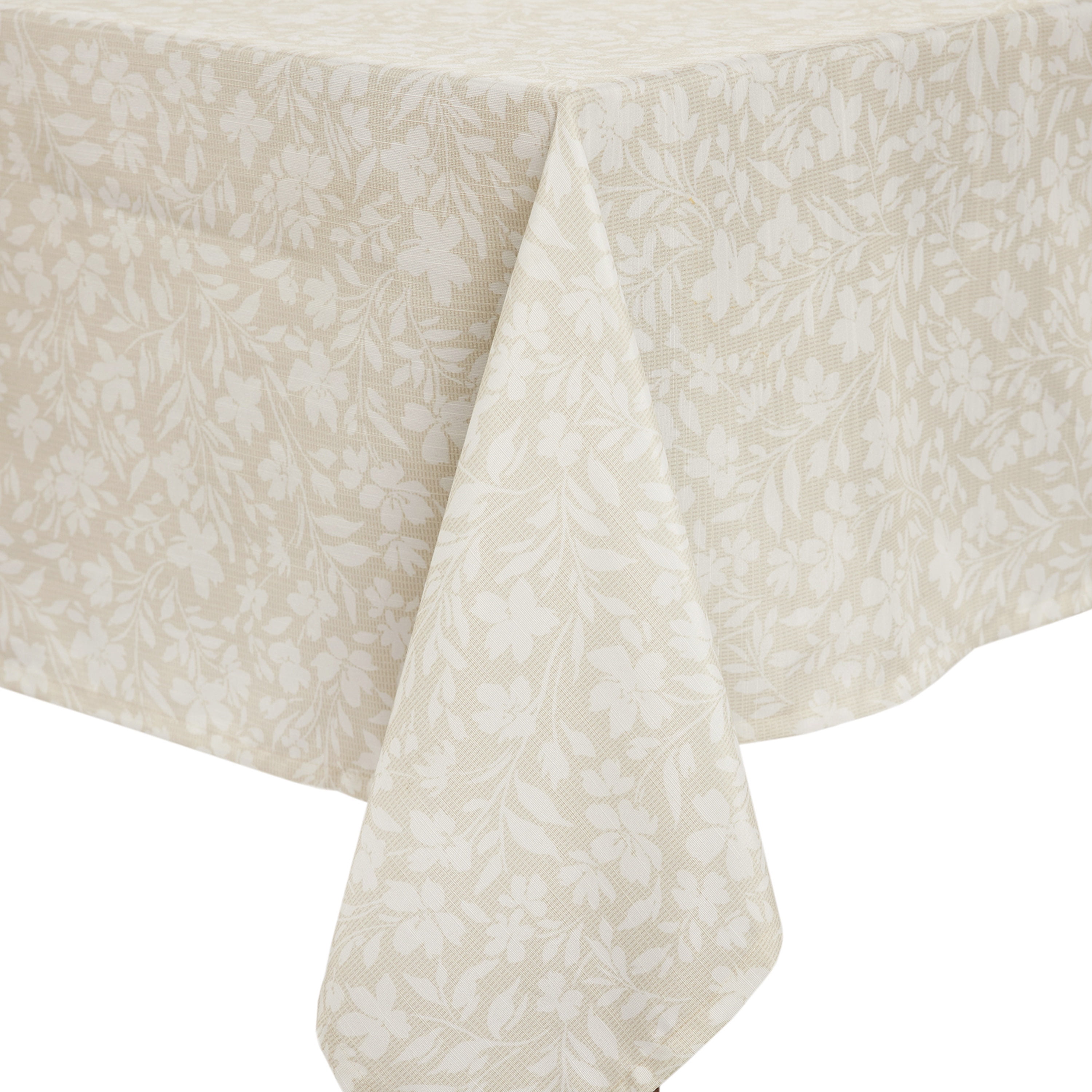 Mainstays Floral Cross Stitch 60” x 84" Tablecloth - Beige - Cotton & Polyester Blend