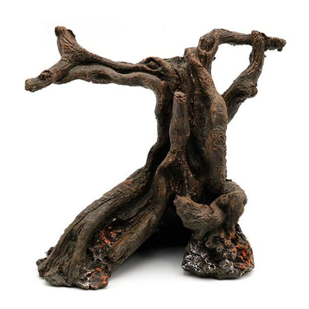 Juguete de escalada de cangrejo ermitaño, escondite de madera de cangrejo ermitaño, escondite de peces Betta de acuario, adorno de tronco de árbol de resina