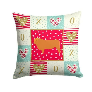 Highland Cow Love Fabric Decorative Pillow