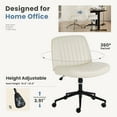 thumbnail image 6 of EDX PU leather Armless Office Chair Criss Cross Legged Chair with Wheels, Beige, 6 of 9