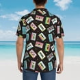 thumbnail image 4 of Honeii Colorful Retro Tape Print Men’s Hawaiian Shirt,Classic Button-Down Short Sleeve Shirt, for Beach, Vacation, and Outdoor Activities,Small, 4 of 7
