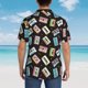 thumbnail image 4 of Balery Colorful Retro Tape Camisas hawaianas de manga corta para hombre, camisas playeras de corte holgado, camisas de vacaciones con botones,Large, 4 of 7