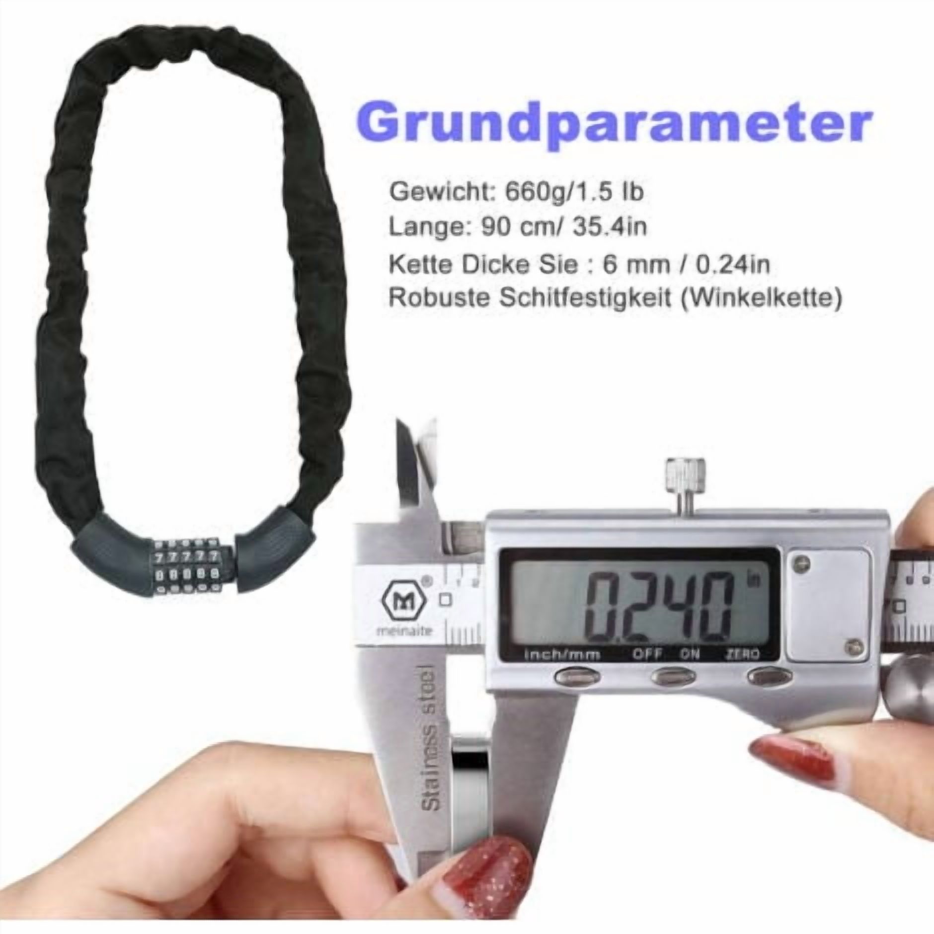 Bicycle lock, Combination lock, 5-digit motorcycle anti-theft chain,