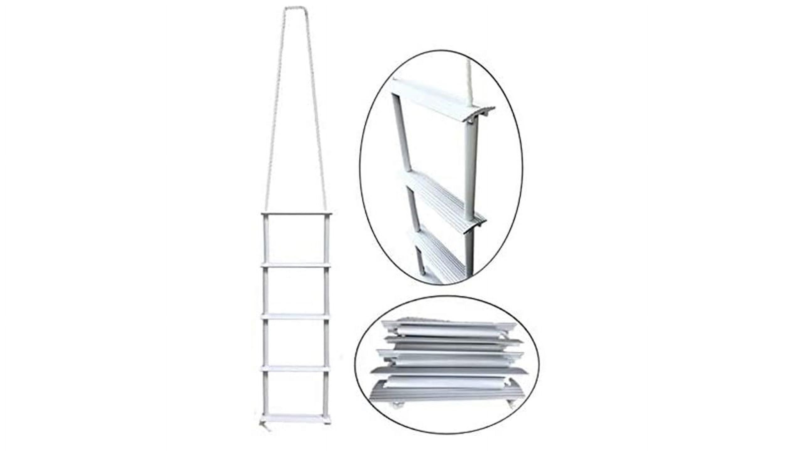 Pactrade Marine Inflatable Boat Kayak 5-Step White Folding PE Rope PVC Ladder for Emergency