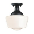 thumbnail image 2 of Westinghouse Westinghouse Lighting 6578300 Scholar 9 inch Vintage One-Light Semi-Flush Mount Outdoor Ceiling Light Fixture Textured Black Finish, White Opal Glass, 2 of 7