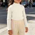 thumbnail image 5 of Girls' Mock Neck Ruffle Trim Ribbed Knit Top Long Sleeve Slim Fit Stretchy Warm Sweater for School Matching 0-12 Years Beige a 0-3 Years, 5 of 6