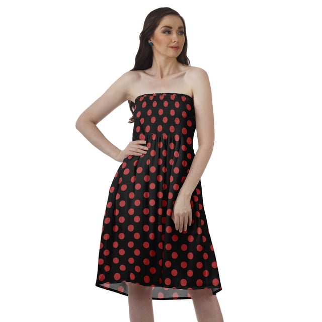 Moomaya Robes Tube Top pour Femmes Robe d'Été de Plage Poly Crêpe Décontractée Robe d'Été