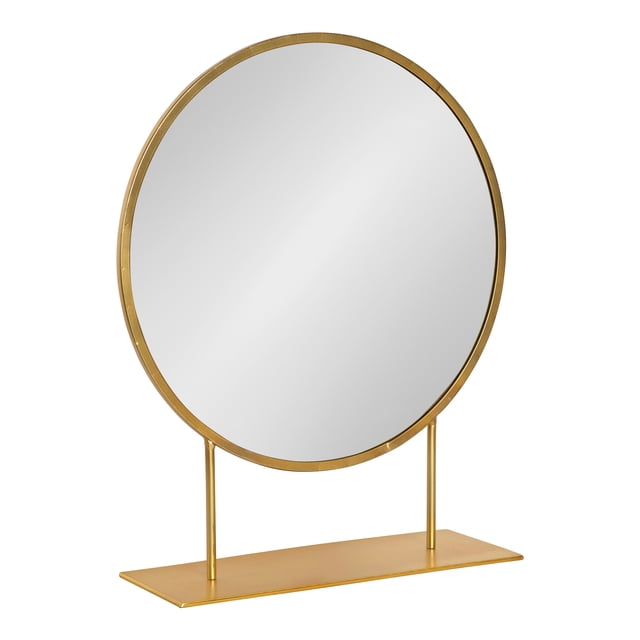Kate and Laurel Rouen Moderne Charmant Miroir de Table Rond à Cadre en Métal avec Support, Or