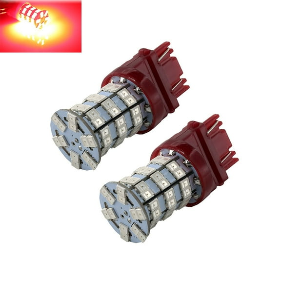 3157 Red High Power 2835 Chip 60-LED Turn Signal/Brake/Tail Light Bulbs (3157, Red)