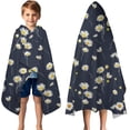 thumbnail image 3 of Darkblue Daisy Flower Yellow Centers Pattern Hooded Bath Towel，50"x30" for Ages 3 To 12 Kids, Quick Dry Lightweight Soft Microfiber Hood Beach Towel Cover Up for Kids, 3 of 7