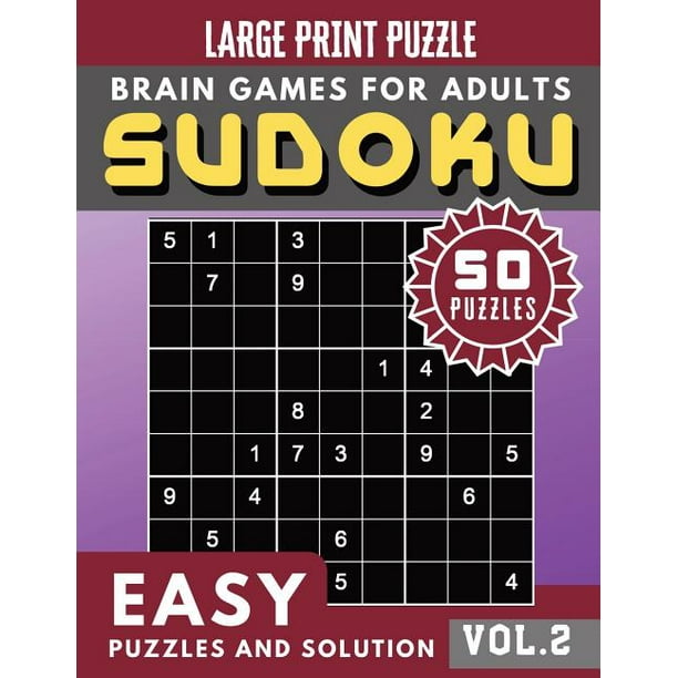 Sudoku Brain Games Puzzles Book Large Print SUDOKU Easy Full Page