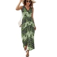 thumbnail image 2 of Green Maple Leaves Seamless Pattern Dress Summer Street Style Bohemia Long Dresses Female Sleeveless Printed Maxi Dress, 2 of 9