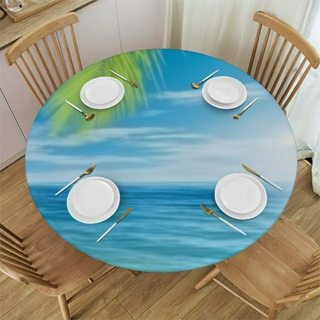 

Sheronv Palm Tree Round Table Cover Stain Resistant Washable Indoor Outdoor Tablecloth Kitchen Dining Wedding Parties Polyester Fabric Outdoor Picnic Camping Waterproof Resistant Fabric 31 -35