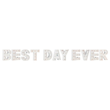 Fantado White Marquee Light Word 'Best Day Ever' LED Metal Sign (8 Inch, Battery Operated w/ Timer) by (Best Metal Covers Ever)