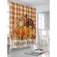 thumbnail image 3 of Fall Shower Curtain Turkey Pumpkin Shower Curtains for Bathroom Thanksgiving Decor, Waterproof Polyester Shower Curtain Set with Hooks, Stall Long Size 54"x78" Maple Leaves Orange Plaid, 3 of 6