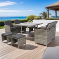 thumbnail image 6 of 9 Pieces Outdoor Patio Furniture, Patio Furniture Set With Coffee Table, 4 Chairs And Stools, Rust-proof Steel Frame, Wicker Conversation Sofa Set, 6 of 9