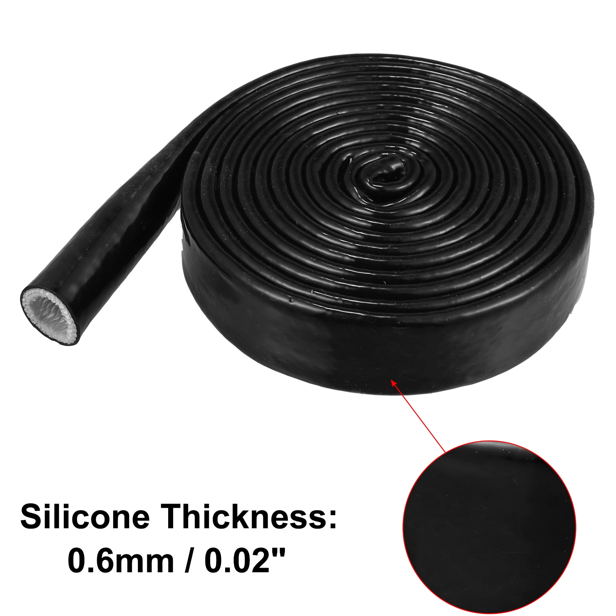 Unique Bargains 3/4" ID x 10FT Heat Shielded Fire Sleeve Silicone Coated Tape for Automotive Hose Lines Wires Electrical Wiring Black