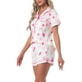thumbnail image 4 of INSPIRE CHIC Womens Pajama Sets Short Sleeves Cute Bow Print Soft Comfy Button Up Tops and Shorts 2 Pcs S Pink, 4 of 5