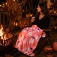 thumbnail image 3 of Clearance! Halloween Throw Blanket, 39x27 Inch Flannel Fleece Blanket for Couch, Cute Pumpkin Ghost Buffalo Plaid Bedding, Pink, 3 of 6