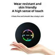 Mini Bluetooth Shower Speaker with LED light, Portable Waterproof Hands-Free Speakerphone, Rechargeable Wireless Stereo Speakers for Beach, Shower & Home (Black)