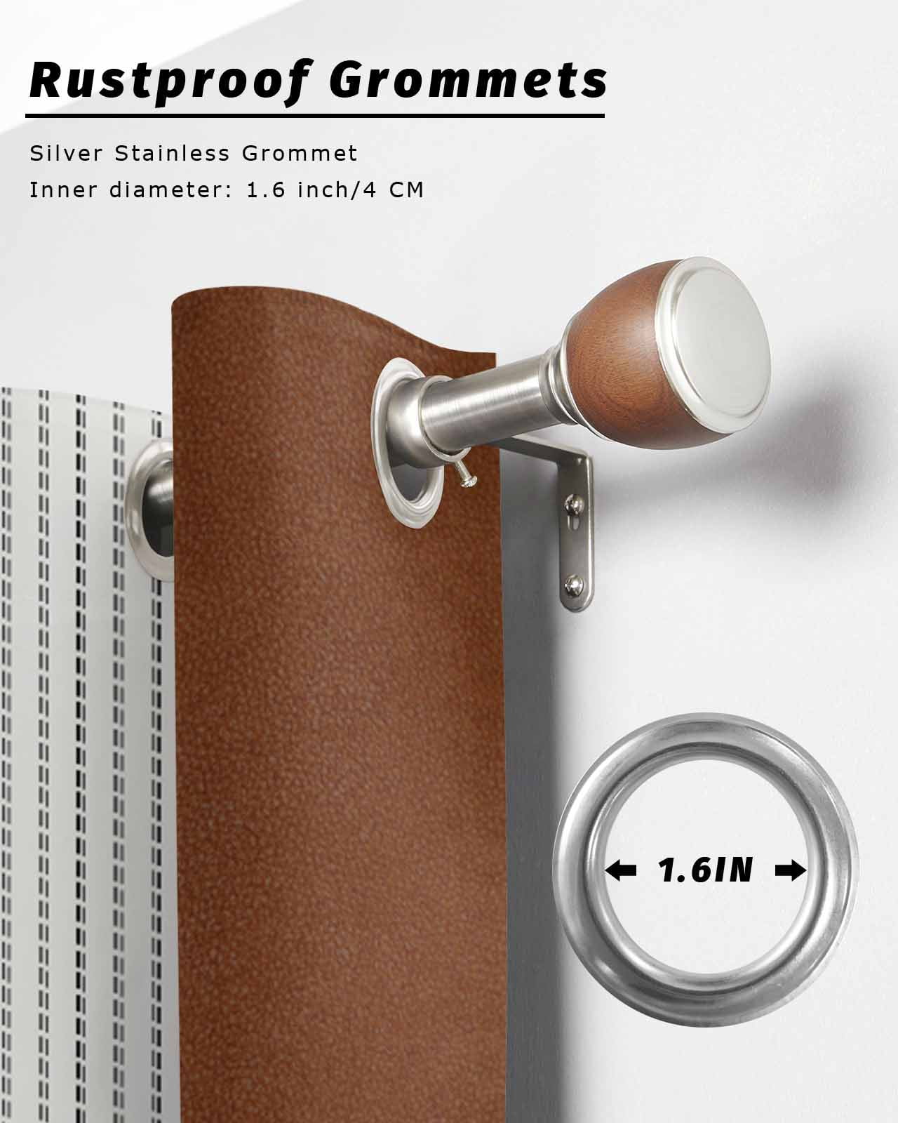 Boho Brown Leather Texture Outdoor Curtains for Patio, Modern Black Striped Privacy Drapes Grommet Waterproof Outside Curtains for Porch/Cabana/Balcony 54"x 95", 2 Panel