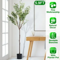iMounTEK 6ft Tall Faux Silk Plant Artificial Olive Tree for Home Office Decor Fake Potted Tree and Lifelike Fruits