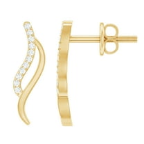 Simple Leaf Stud Earrings with Diamond for Women, Natural Diamond Stud Earrings in Gold (HI-SI Quality, April Birthstone, Rosec Jewels), 14K Yellow Gold