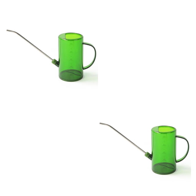 Ounissouiy Regadera de 1L para patio, Cubo de aspersión para plantas, caño largo, tetera de plástico de acero inoxidable de gran capacidad, Verde 2piezas