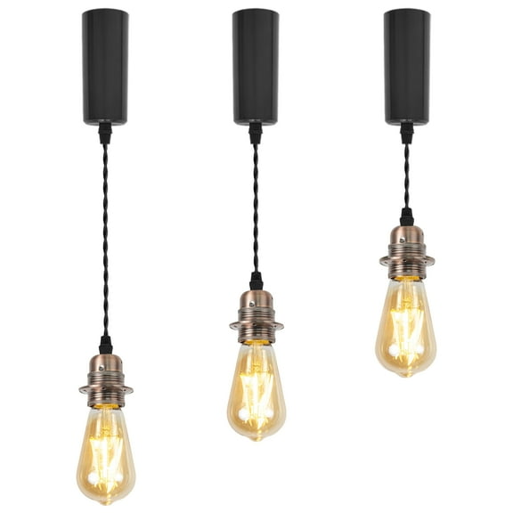 Kiven H-Type track lighting pendant Adjustable Length,Industrial h track pendant lights with Aluminum Holder,3-Light Track Lighting Fixture for Kitchen Island Hallway Restaurant,Copper Red