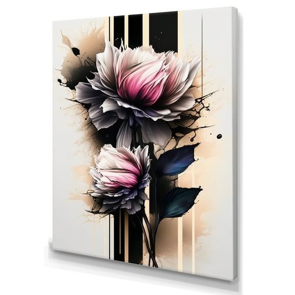 Designart Pink Dahlia Flower On Abstract Fusion II Canvas Wall Art