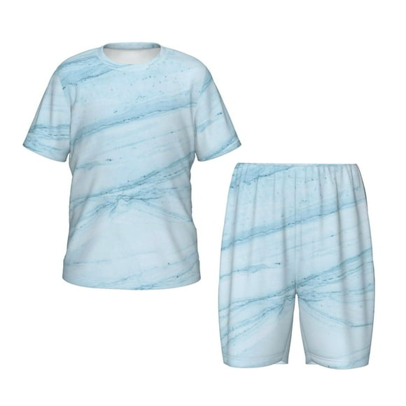 Balery Blue Marble Conjunto de Pijama Infantil de Manga Corta con Estampado – Ropa de Dormir de Algodón Suave-Small