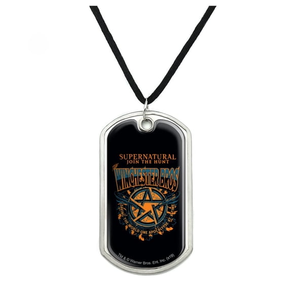 Supernatural The Winchester Bros Military Dog Tag Pendant Necklace with Cord