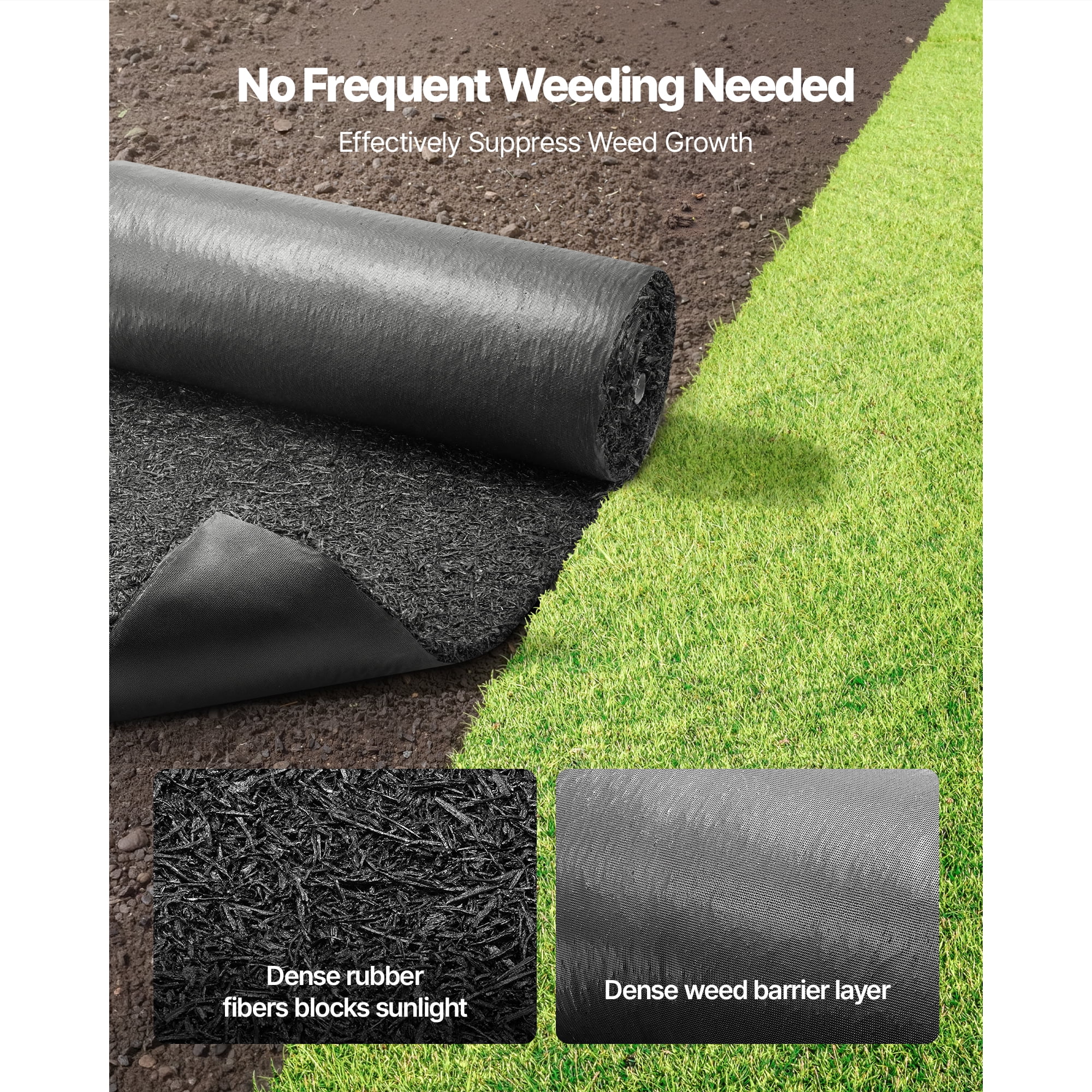 KFFKFF Rubber Mulch Mat Roll, 2 Rolls 96 x 24 in Recycled Rubber, 0.5 in Thick, Customizable, Minimizes Weed Growth, Realistic Weed Barrier Mat, Durable Pathway for Landscaping