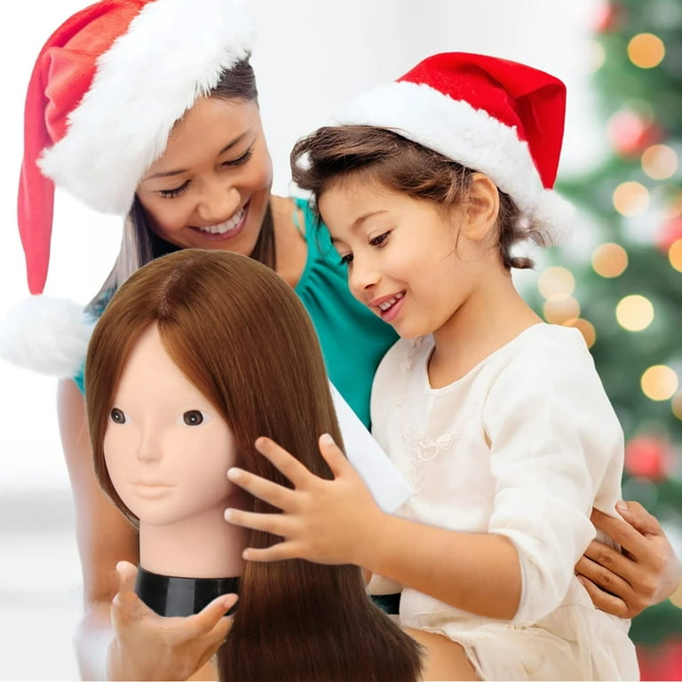 80% Real Human Hair Mannequin Head For Hair Training Styling Solon  Hairdresser 60cm Doll Head For Braiding Makeup Exercises