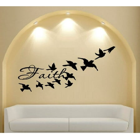 - Decal ~ FAITH WITH BIRDS FLYING ~ WALL DECAL, HOME DECOR 13