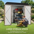 thumbnail image 6 of 6' x 4' Outdoor Storage Shed - Anti-Corrosion Metal, Double Lockable Doors, Waterproof UV-Proof, Outdoor Storage for Backyard/Patio/Lawn, Brown, 6 of 7