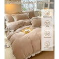 thumbnail image 3 of TOPCHANCES Duvet Cover Set, Soft Velvet Bedding Set with Two Pillowcases for Queen Size Bed, 89*89 inch (Light Brown), 3 of 7