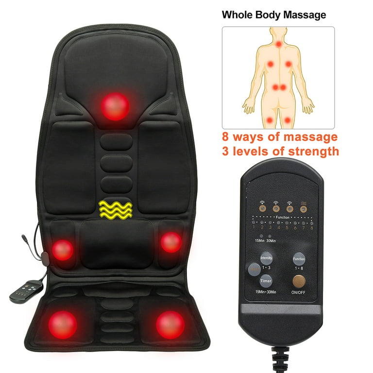 Epulse Car Seat Back and Neck Massager Cushion Dual Vibration Air Pressure  with 3 Massage Modes - Universal Fit 12V DC for Cars, Trucks, Travel, Long
