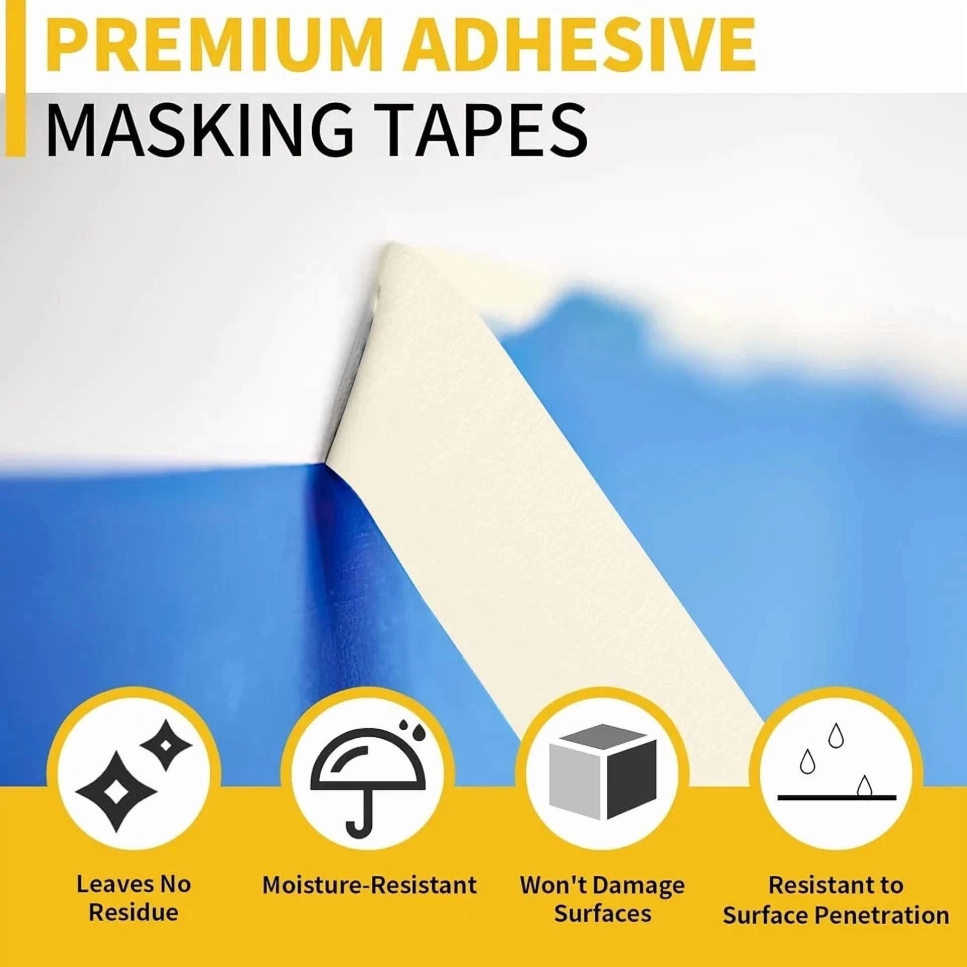 Zyler - Masking Tape, 0.75 Inch Wide Painters Inch X 55 Yards X 4 Rolls, 1