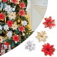 thumbnail image 7 of 10PCS Christmas Glitter Flower,Artificial Poinsettia Flowers,Merry Christmas Tree Ornaments Decoration,Christmas Tree Wreaths,Garland Holiday Decoration, 7 of 7