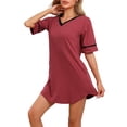 thumbnail image 4 of INSPIRAR CHIC Pijamas de Algodón para Mujeres Camisones Suaves y Cómodos Camisetas de Noche Vestido de Noche con Bolsillos S Burdeos, 4 of 6