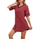 thumbnail image 4 of INSPIRAR CHIC Pijamas de Algodón para Mujeres Camisones Suaves y Cómodos Camisetas de Noche Vestido de Noche con Bolsillos S Burdeos, 4 of 6