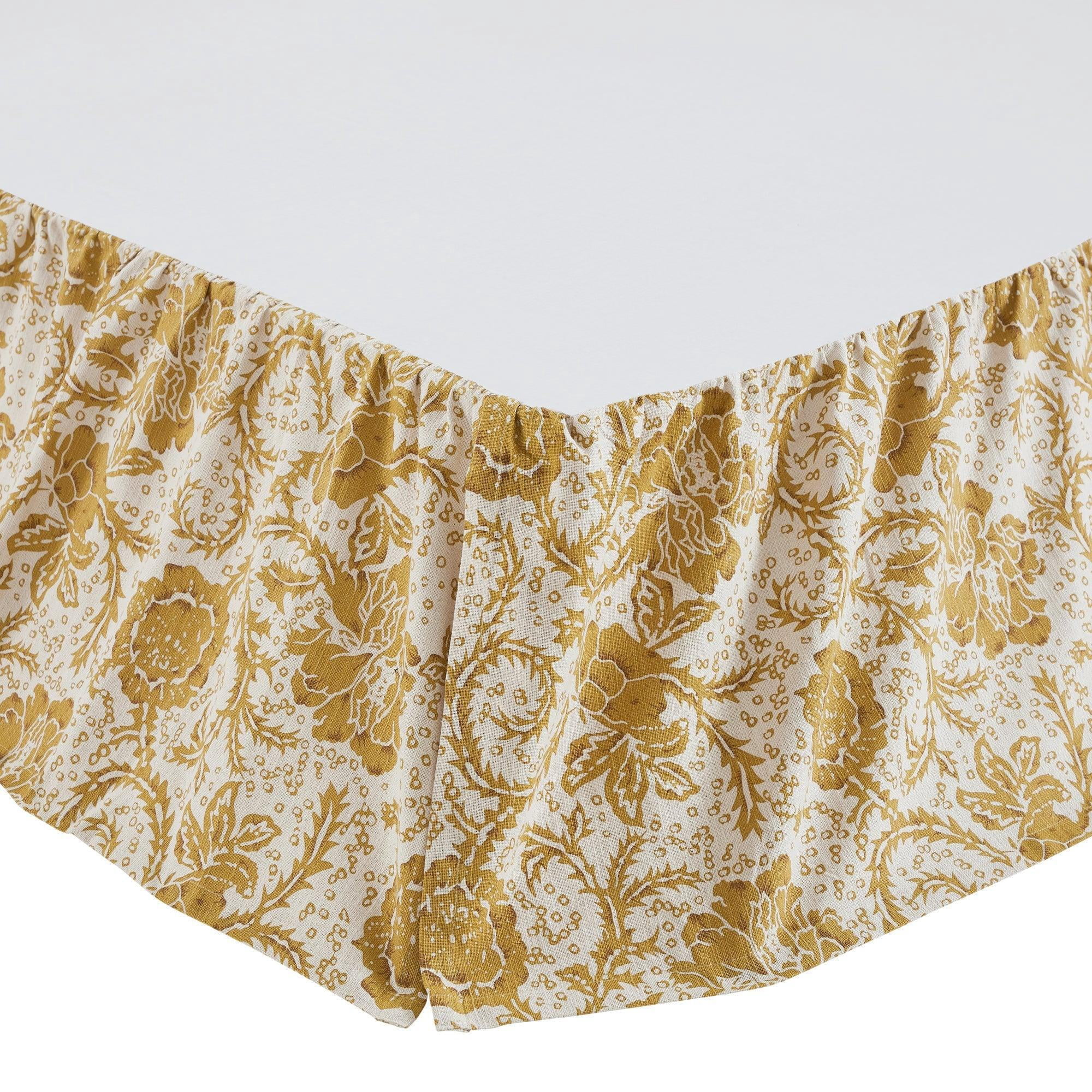 VHC Brands Dorset, Farmhouse Bed Skirt Dust Ruffle, Floral, Twin, Green, 39x76x16