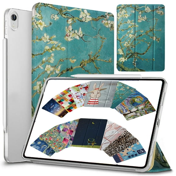 DuraSafe Cases For iPad PRO 12.9 - 3 Gen (Will Not Fit on PRO 12.9 2020) Ultra Slim Protective Cover Supports Pencil Pair & Charging with Transparent Back - Blossom