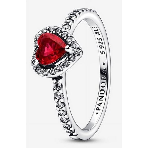 Pandora Timeless Sterling Silver Elevated Red Heart Ring (5)