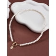 thumbnail image 4 of 1 Pcs Toggle Letter Pearl Necklace White Imitation Pearl Beaded Necklaces Golden Chain Toggle Clasp Necklace with for Women friend Mother Sister Jewelry Gifts White DIY, 4 of 4